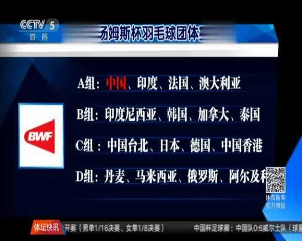 2018年汤姆斯杯冠军_2018汤姆斯杯分组