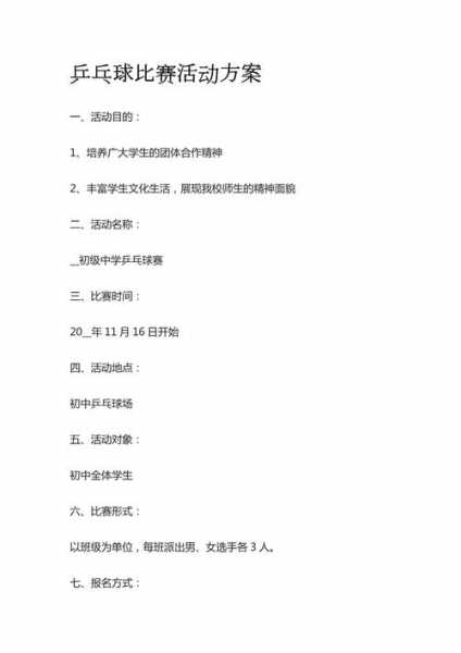 职工乒乓球比赛方案_职工乒乓球比赛活动方案