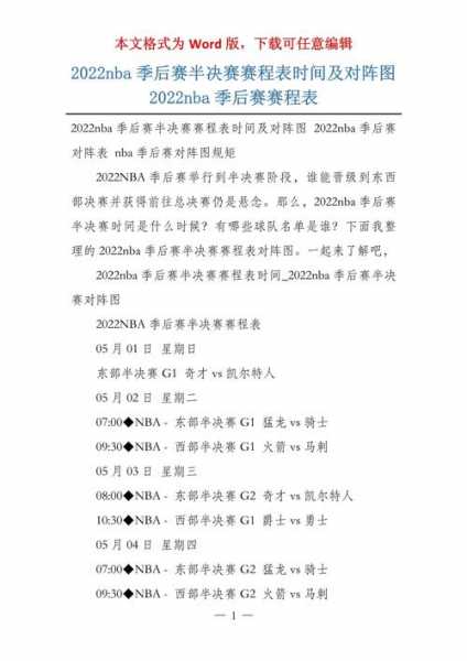 2022年季后赛时间，21年季后赛时间