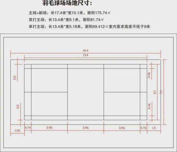 画一块羽毛球场地图纸，绘制羽毛球场地