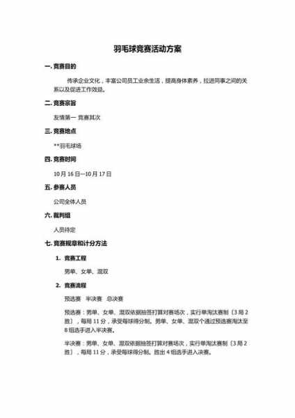 羽毛球比赛活动策划，羽毛球比赛活动策划案怎么写