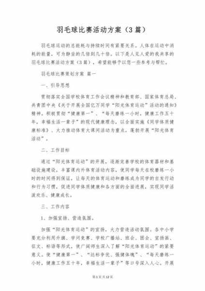 羽毛球比赛活动策划，羽毛球比赛活动策划案怎么写