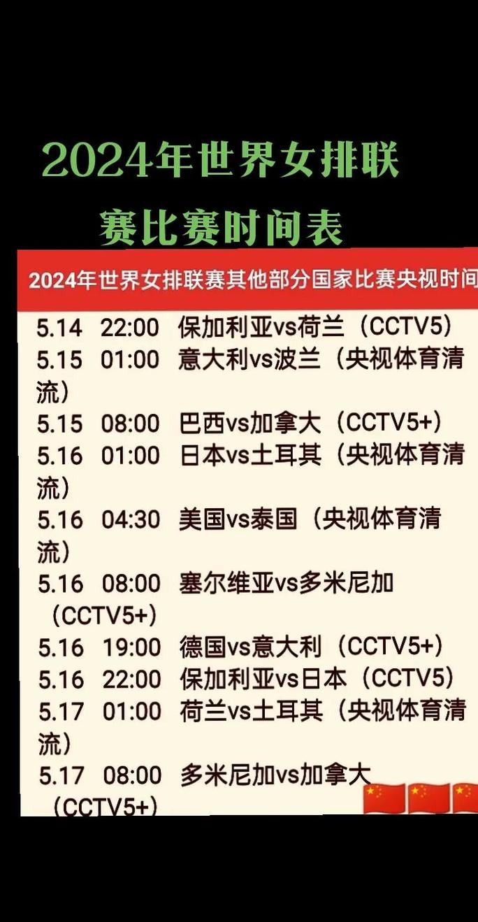 2015女排世界杯赛程表，2015女排世界联赛
