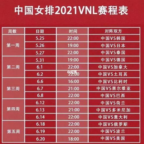 2021年中国女排联赛比赛时间表，2021中国女排大赛时间表