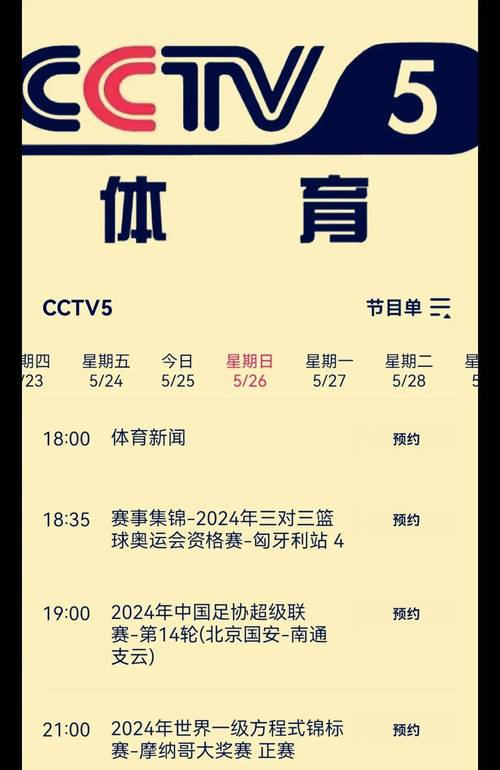 中央五加台节目表，中央cctv5+节目表今天直播