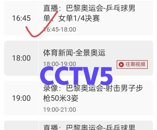 中央电视台体育频道直播表，中央电视台体育频道节目表全天