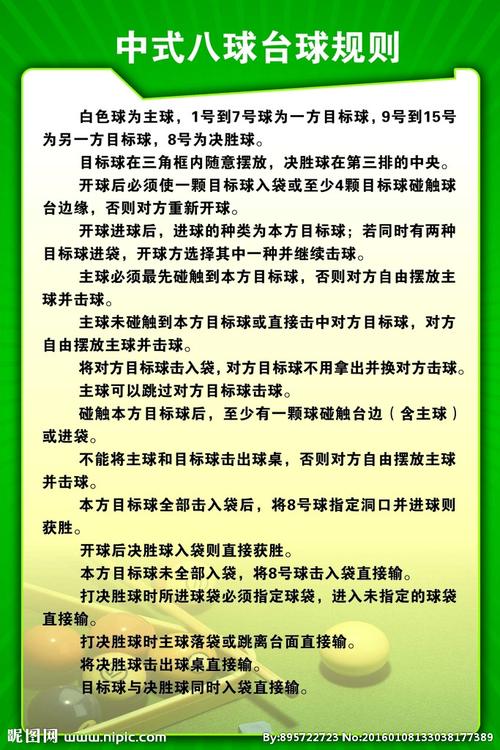 中式八球最新规则，中式八球最新规则开球白球掉袋