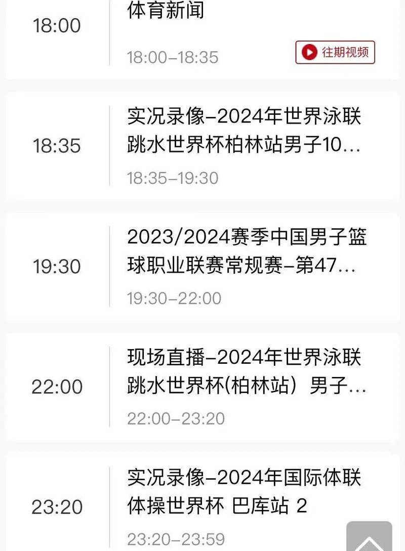 央视体育五套节目表今天，央视体育5套电视节目表