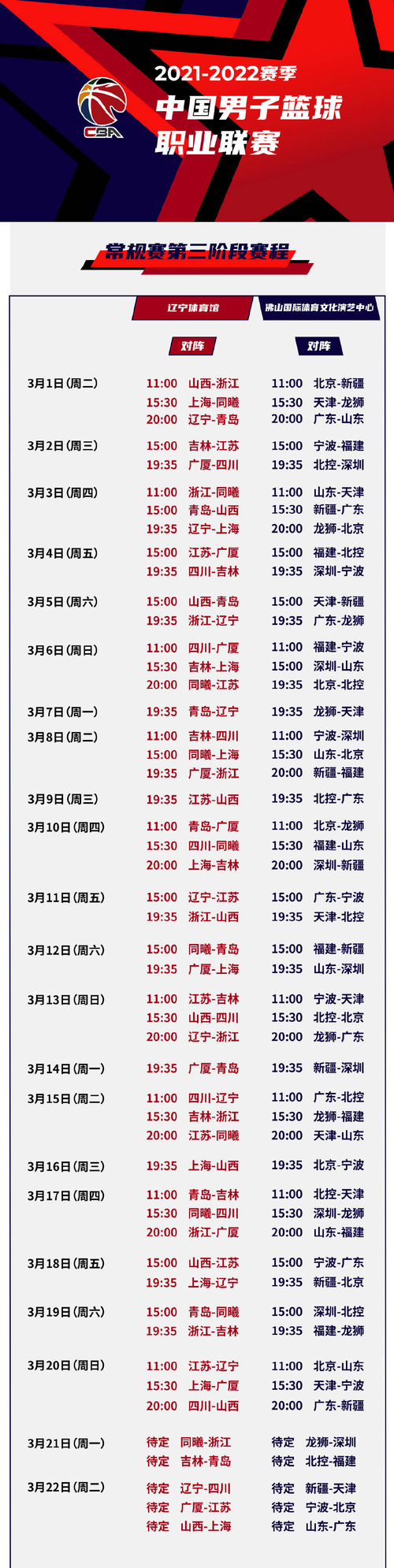 山东男篮赛程时间表2021，cba山东男篮赛程时间表