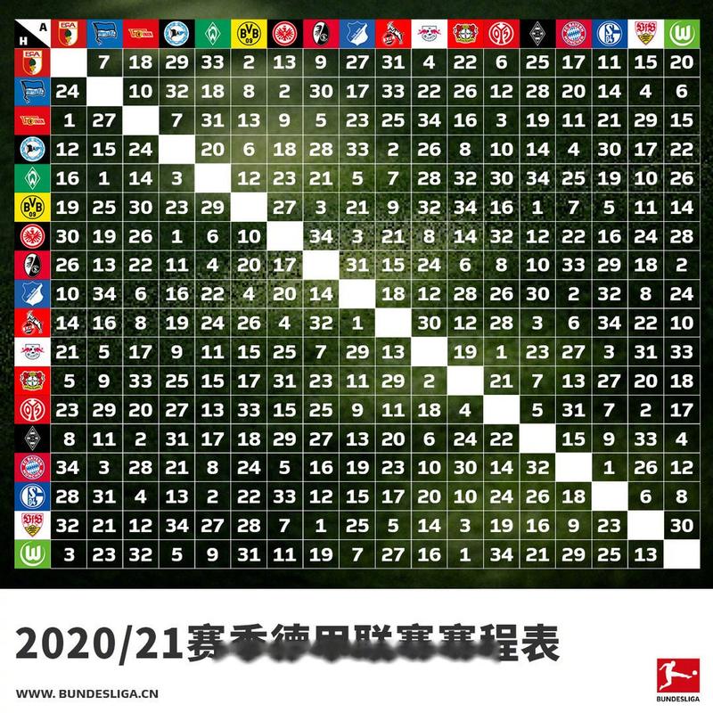 德甲新赛季赛程表，德甲新赛季赛程表最新