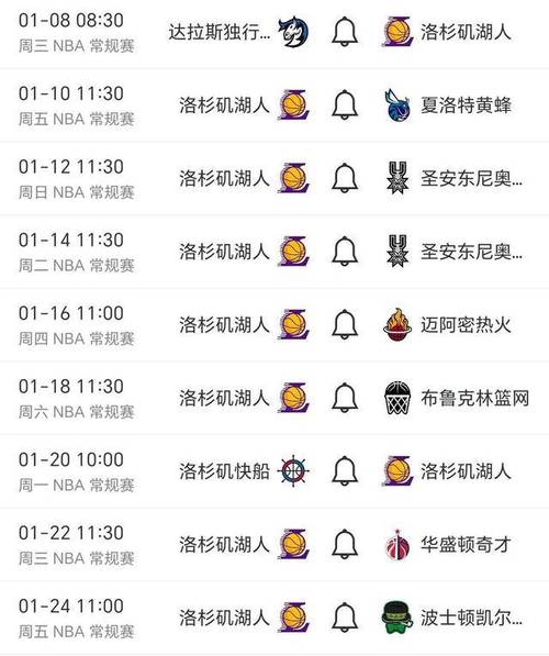 湖人vs火箭赛程，湖人vs火箭赛程表