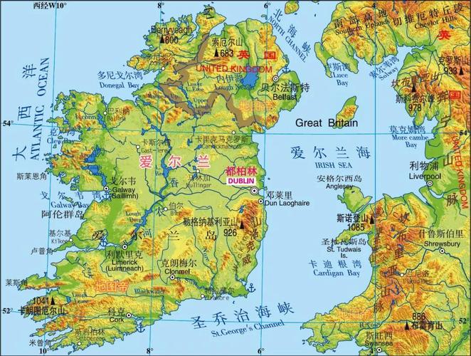 爱尔兰地图，爱尔兰