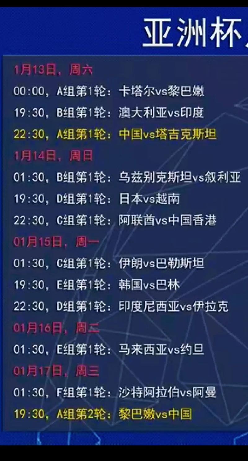 足球赛程2022赛程表时间，足球比赛程表