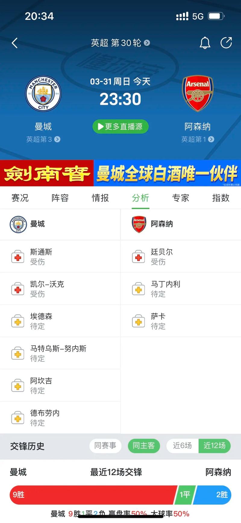 阿森纳对曼城比分，阿森纳对曼城比赛直播